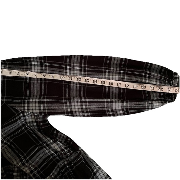 Time and Tru Tiered Shirt Dress XL Plaid Black White Cozy Fall Whimsigoth - Picture 6 of 8